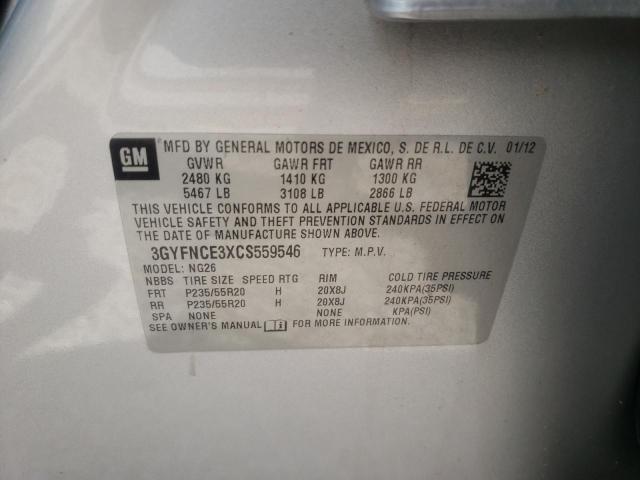 Photo 10 from auction – 2012 CADILLAC SRX PREMIU with VIN 3GYFNCE3XCS559546