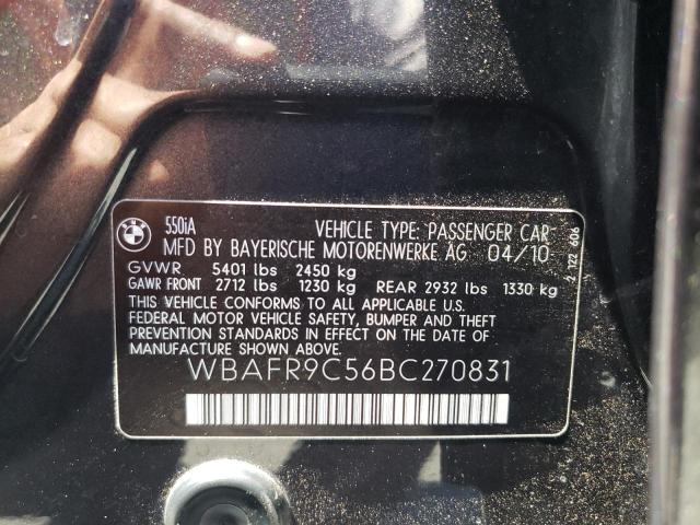 Photo 10 from auction – 2011 BMW 550 I with VIN WBAFR9C56BC270831