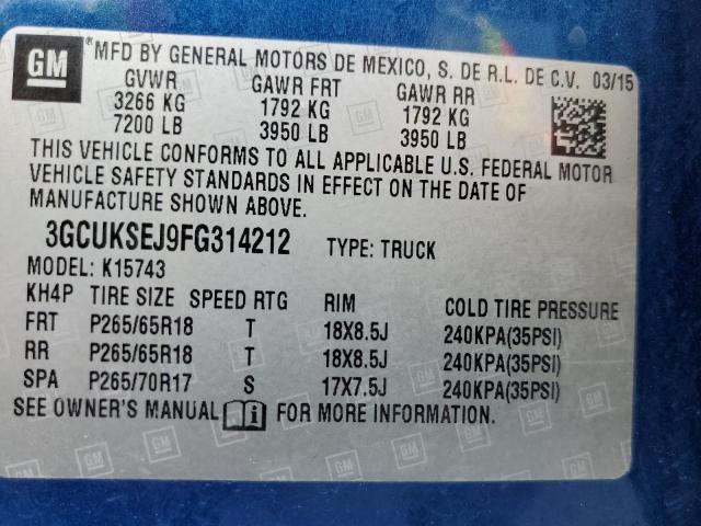 Photo 10 from auction – 2015 CHEVROLET SILVERADO with VIN 3GCUKSEJ9FG314212