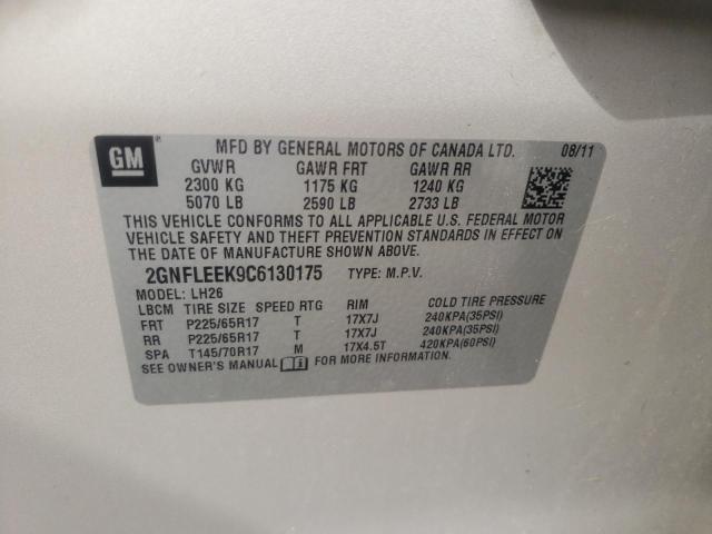 Photo 10 from auction – 2012 CHEVROLET EQUINOX LT with VIN 2GNFLEEK9C6130175