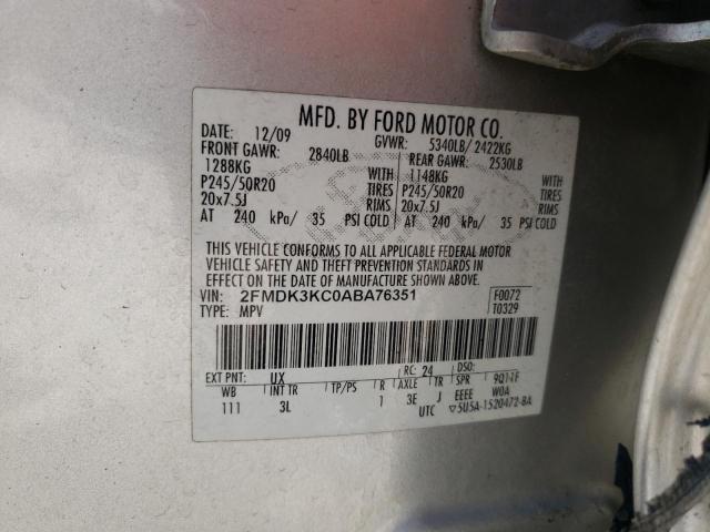 Photo 10 from auction – 2010 FORD EDGE LIMIT with VIN 2FMDK3KC0ABA76351