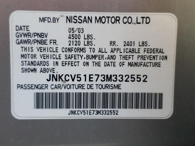 Photo 10 from auction – 2003 INFINITI G35 with VIN JNKCV51E73M332552