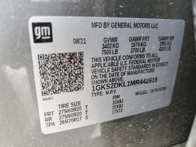 Photo 10 from auction – 2021 GMC YUKON DENA with VIN 1GKS2DKL1MR442616