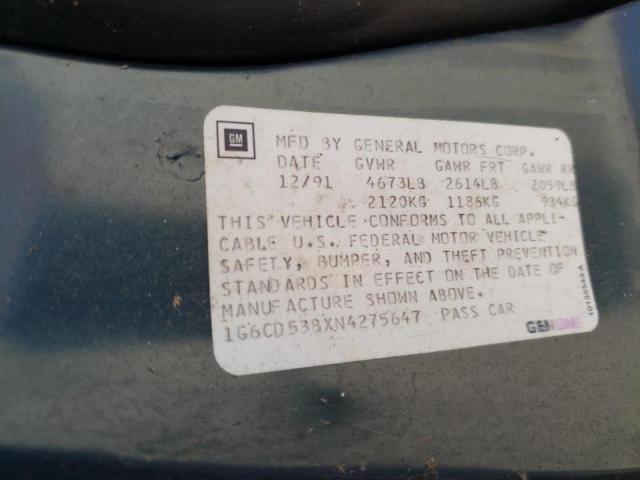 Photo 10 from auction – 1992 CADILLAC DEVILLE with VIN 1G6CD53BXN4275647
