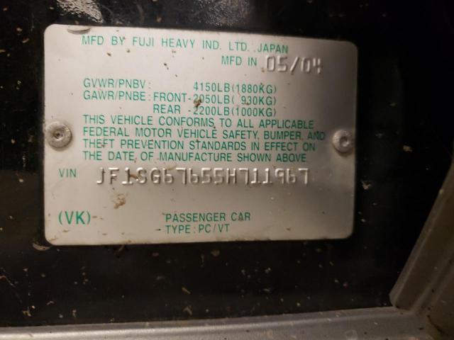 Photo 10 from auction – 2005 SUBARU FORESTER 2 with VIN JF1SG67655H711967