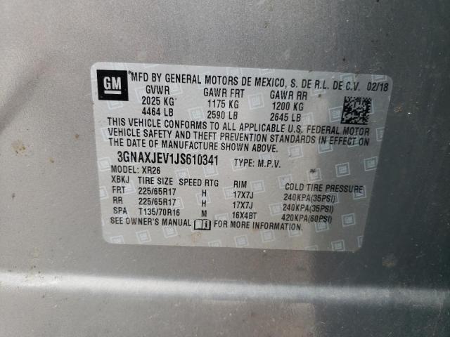 Photo 10 from auction – 2018 CHEVROLET EQUINOX LT with VIN 3GNAXJEV1JS610341