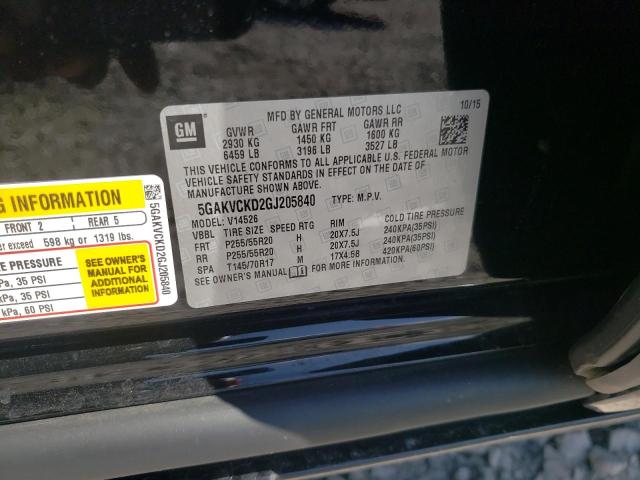 Photo 10 from auction – 2016 BUICK ENCLAVE with VIN 5GAKVCKD2GJ205840