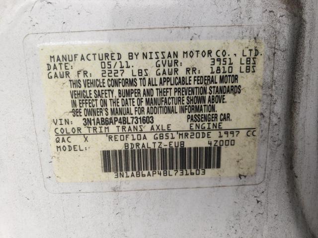 Photo 10 from auction – 2011 NISSAN SENTRA 2.0 with VIN 3N1AB6AP4BL731603