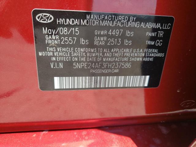 Photo 10 from auction – 2015 HYUNDAI SONATA SE with VIN 5NPE24AF3FH237586