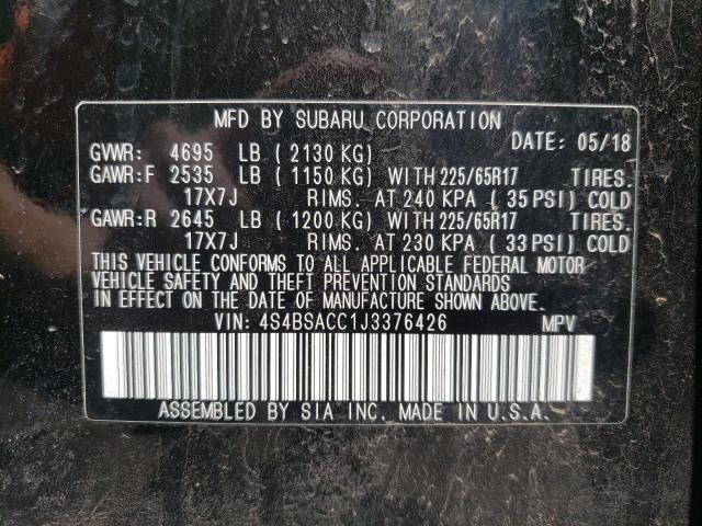 Photo 10 from auction – 2018 SUBARU OUTBACK 2. with VIN 4S4BSACC1J3376426