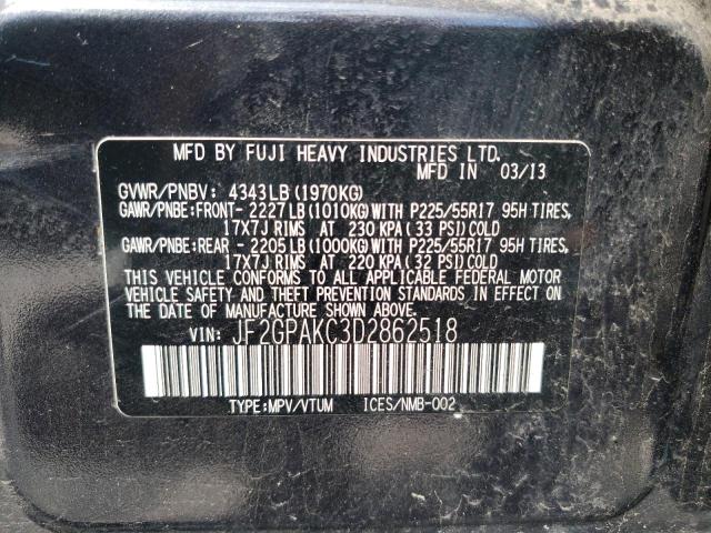 Photo 10 from auction – 2013 SUBARU XV CROSSTR with VIN JF2GPAKC3D2862518