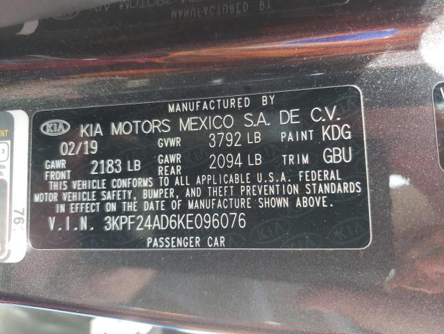 Photo 10 from auction – 2019 KIA FORTE FE with VIN 3KPF24AD6KE096076