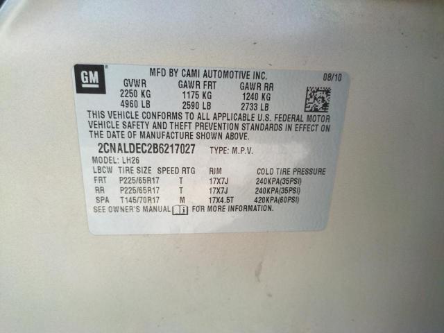 Photo 10 from auction – 2011 CHEVROLET EQUINOX LT with VIN 2CNALDEC2B6217027
