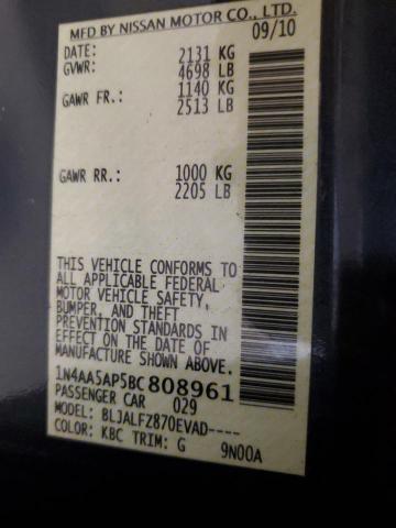 Photo 10 from auction – 2011 NISSAN MAXIMA S with VIN 1N4AA5AP5BC808961