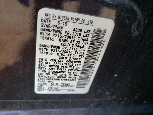 Photo 10 from auction – 2015 NISSAN ROGUE with VIN JN8AS5MT1FW665306