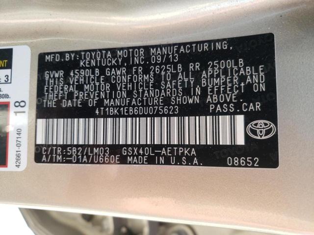Photo 10 from auction – 2013 TOYOTA AVALON BAS with VIN 4T1BK1EB6DU075623