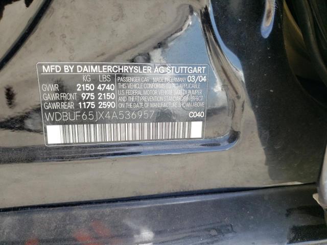 Photo 10 from auction – 2004 MERCEDES-BENZ E 320 with VIN WDBUF65JX4A536957