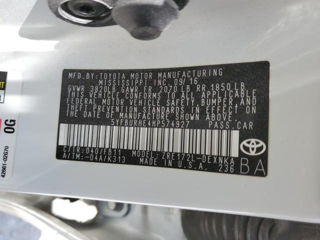 Photo 10 from auction – 2017 TOYOTA COROLLA L with VIN 5YFBURHE4HP574927