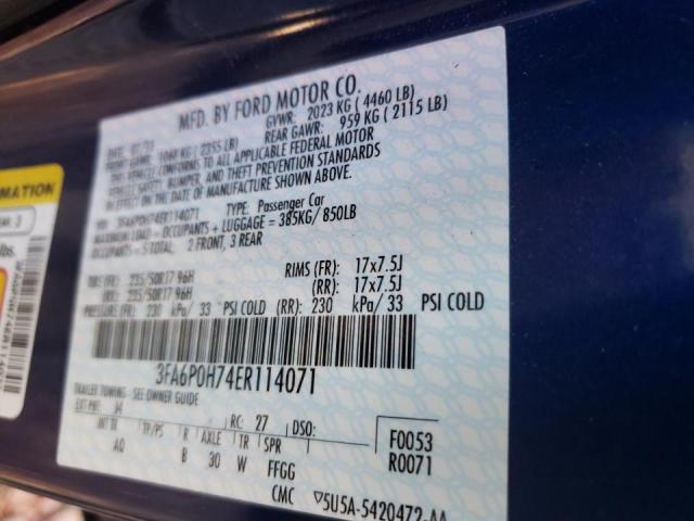 Photo 10 from auction – 2014 FORD FUSION SE with VIN 3FA6P0H74ER114071