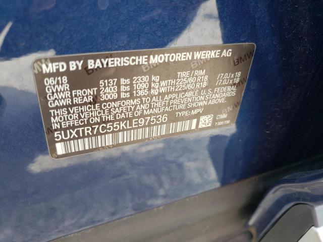 Photo 10 from auction – 2019 BMW X3 SDRIVE3 with VIN 5UXTR7C55KLE97536
