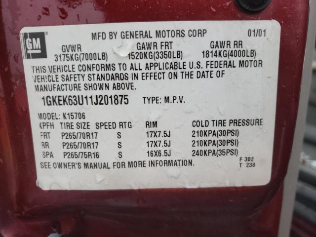 Photo 10 from auction – 2001 GMC DENALI with VIN 1GKEK63U11J201875