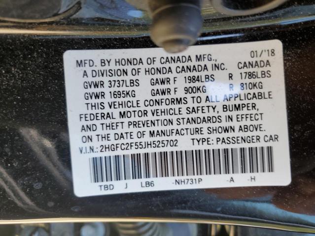 Photo 10 from auction – 2018 HONDA CIVIC LX with VIN 2HGFC2F55JH525702