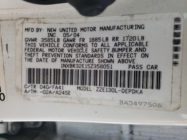 Photo 10 from auction – 2005 TOYOTA COROLLA CE with VIN 1NXBR32E15Z358051