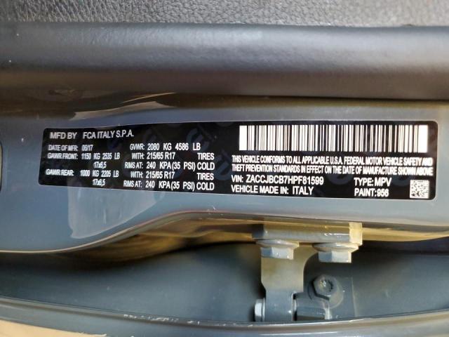 Photo 10 from auction – 2017 JEEP RENEGADE T with VIN ZACCJBCB7HPF81599