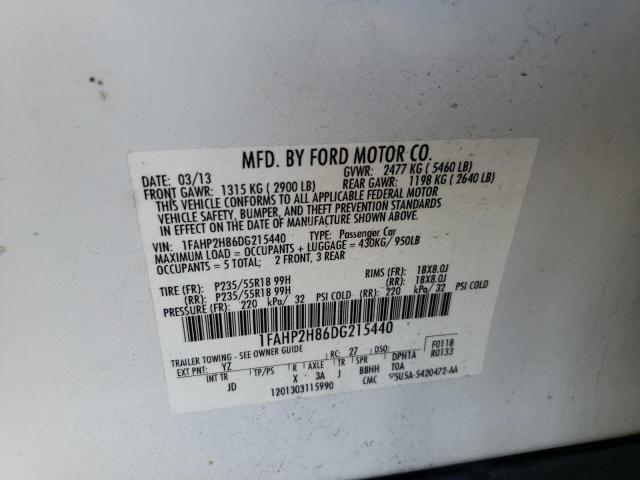 Photo 10 from auction – 2013 FORD TAURUS SEL with VIN 1FAHP2H86DG215440