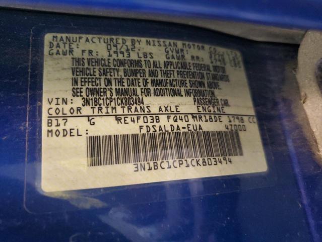 Photo 10 from auction – 2012 NISSAN VERSA with VIN 3N1BC1CP1CK803494
