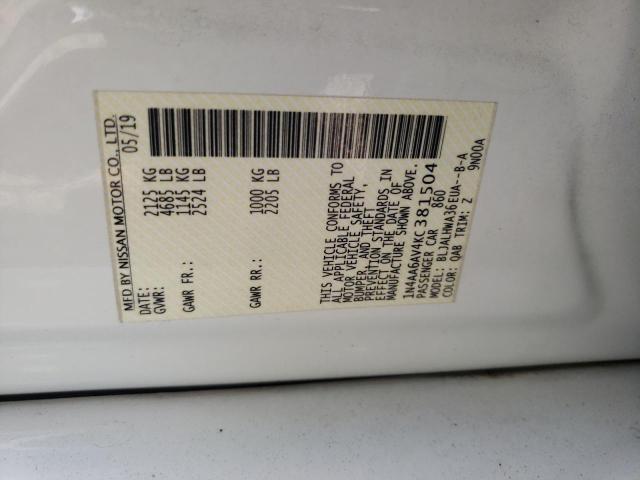 Photo 10 from auction – 2019 NISSAN MAXIMA S with VIN 1N4AA6AV4KC381504
