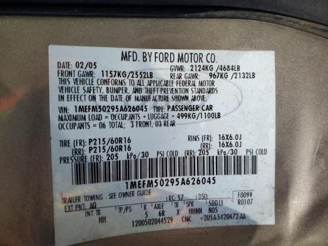 Photo 10 from auction – 2005 MERCURY SABLE GS with VIN 1MEFM50295A626045