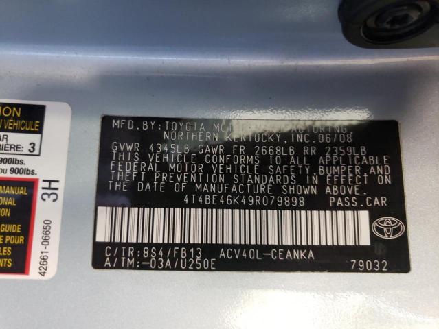 Photo 10 from auction – 2009 TOYOTA CAMRY BASE with VIN 4T4BE46K49R079898
