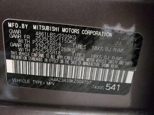 Photo 10 from auction – 2019 MITSUBISHI OUTLANDER with VIN JA4AZ3A39KZ004707