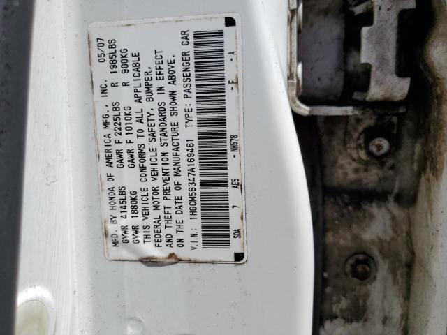 Photo 10 from auction – 2007 HONDA ACCORD SE with VIN 1HGCM56347A169461