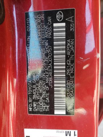 Photo 10 from auction – 2010 TOYOTA COROLLA BA with VIN JTDBU4EE3AJ070757