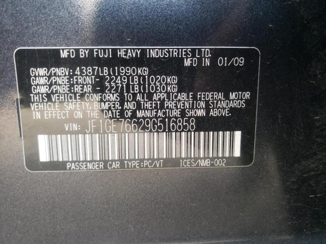 Photo 10 from auction – 2009 SUBARU IMPREZA WR with VIN JF1GE76629G516858