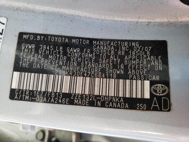 Photo 10 from auction – 2007 TOYOTA MATRIX with VIN 2T1KR30E47C664118