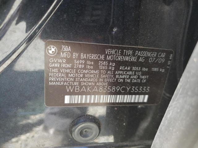 Photo 10 from auction – 2009 BMW 750 I with VIN WBAKA83589CY35333
