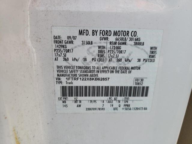 Photo 10 from auction – 2008 FORD F150 with VIN 1FTRF122X8KB62857