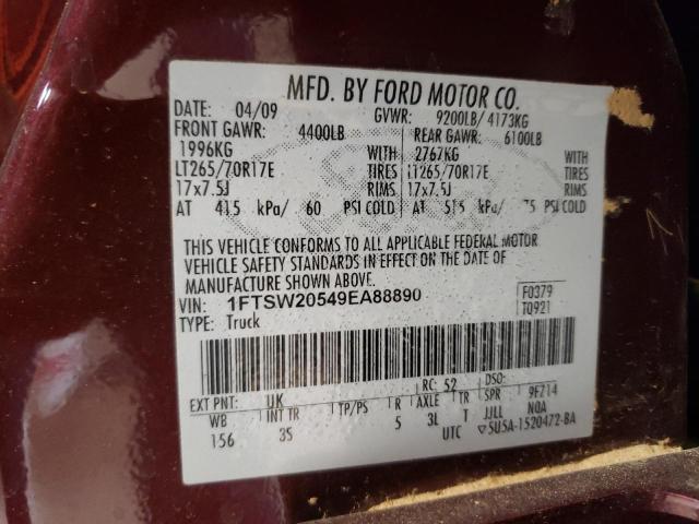 Photo 10 from auction – 2009 FORD F250 SUPER with VIN 1FTSW20549EA88890