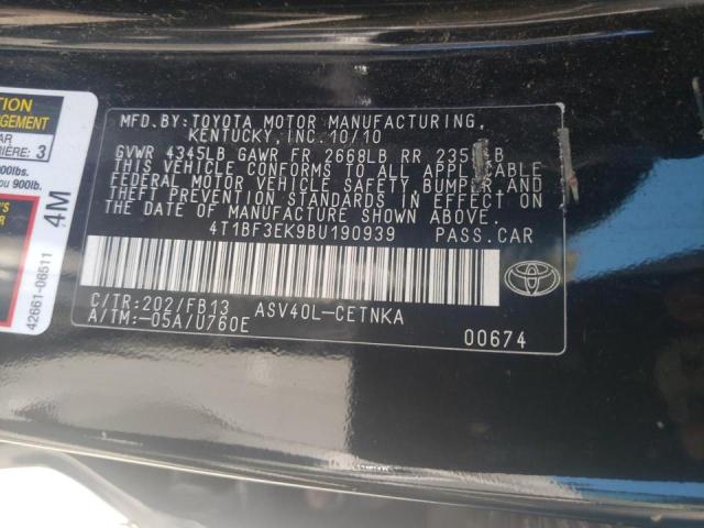 Photo 10 from auction – 2011 TOYOTA CAMRY BASE with VIN 4T1BF3EK9BU190939