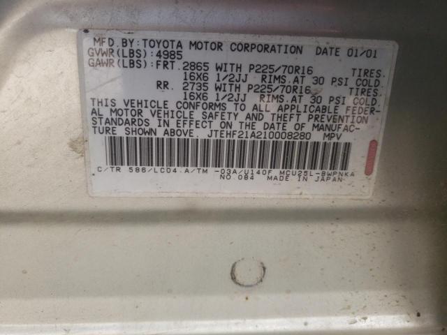 Photo 10 from auction – 2001 TOYOTA HIGHLANDER with VIN JTEHF21A210008280