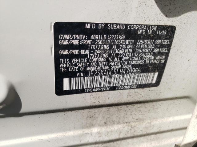 Photo 10 from auction – 2020 SUBARU FORESTER with VIN JF2SKADC5LH470965