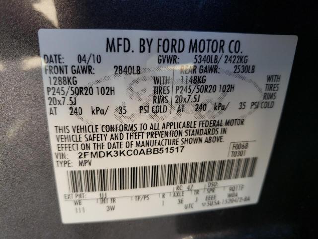 Photo 10 from auction – 2010 FORD EDGE LIMIT with VIN 2FMDK3KC0ABB51517