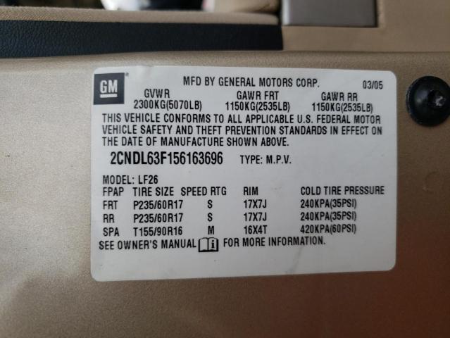 Photo 10 from auction – 2005 CHEVROLET EQUINOX LT with VIN 2CNDL63F156163696
