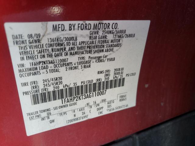 Photo 10 from auction – 2010 FORD TAURUS SHO with VIN 1FAHP2KT3AG110007