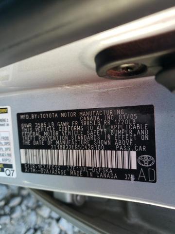 Photo 10 from auction – 2005 TOYOTA COROLLA CE with VIN 2T1BR32E85C428100