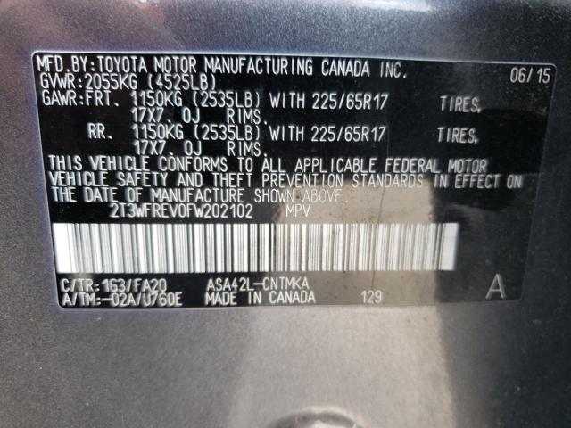 Photo 10 from auction – 2015 TOYOTA RAV4 XLE with VIN 2T3WFREV0FW202102
