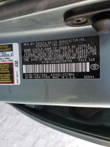 Photo 10 from auction – 2011 TOYOTA CAMRY BASE with VIN 4T1BF3EKXBU706760